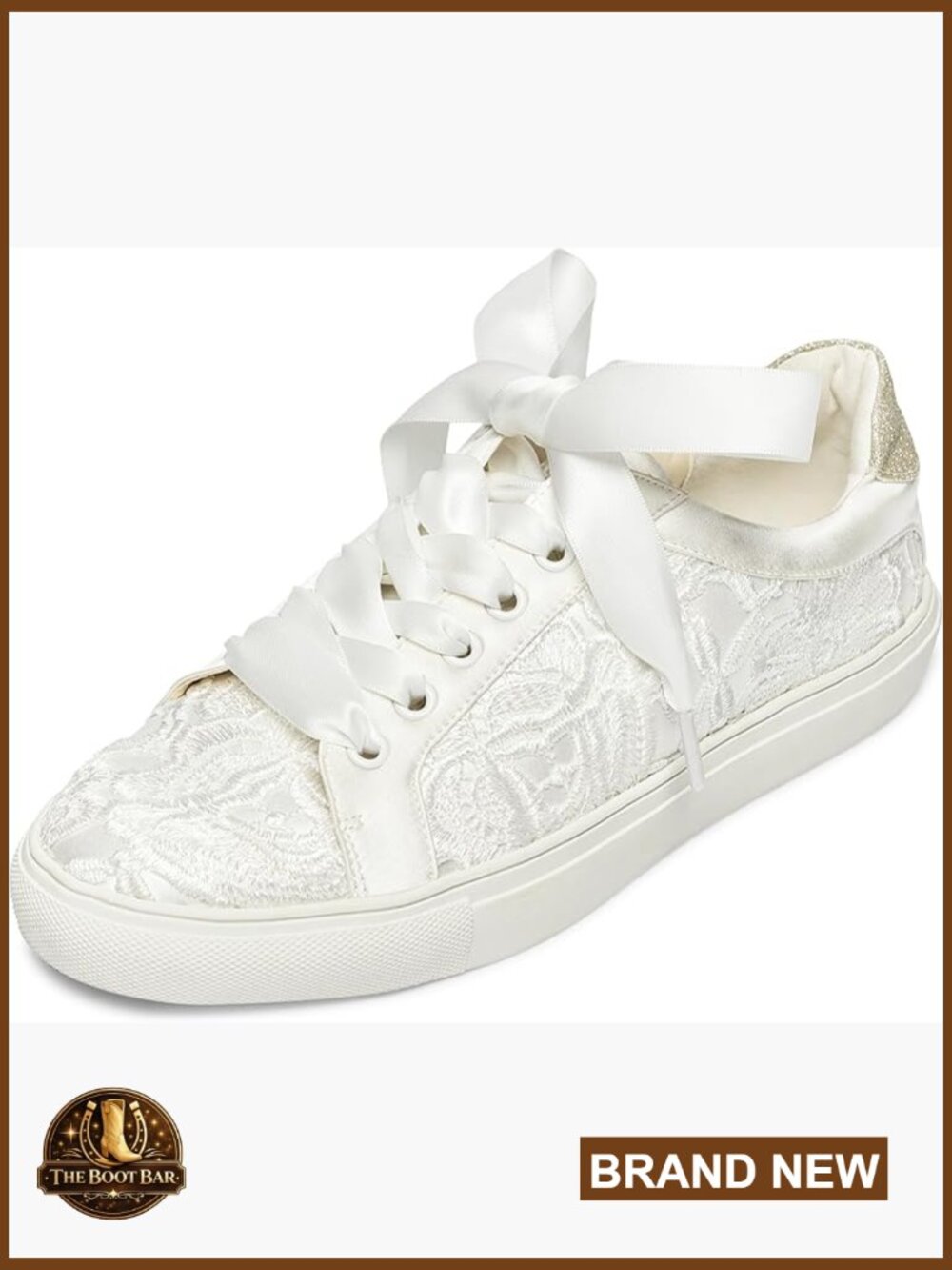 Bridal Lace Sneakers Flat Lace Up Wedding Shoes Cushioned